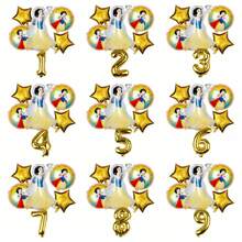 Set di numeri mini bianchi e dorati a forma di stella, adatto per decorazioni per feste di 1° compleanno, utilizzabile per celebrazioni di compleanni sia in interni che in esterni - Multicolore - Visualizzare 2
