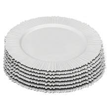 100 Pcs Antique Charger Plates Bulk 13 Inch Embossed Rim Plastic Party Dinner Plate Chargers Round Decorative Server Plate For Wedding Party Event Tableware (100pcs) - Bạc - Xem 1