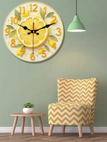 1个10英寸/12英寸圆形挂钟，夏季清爽柠檬片图案，色彩鲜艳，静音无滴答声，适合家居装饰、礼品，使用AA电池（不含电池），房间装饰 - 彩色 - 查看 4