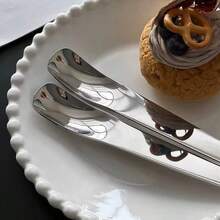 2pcs Stainless Steel Cake Spoon, Ice Cream Spoon, Square Spoon, Coffee Stirrer, Dessert Spoon, Ice Cream Scoop - Multicolor - View 7