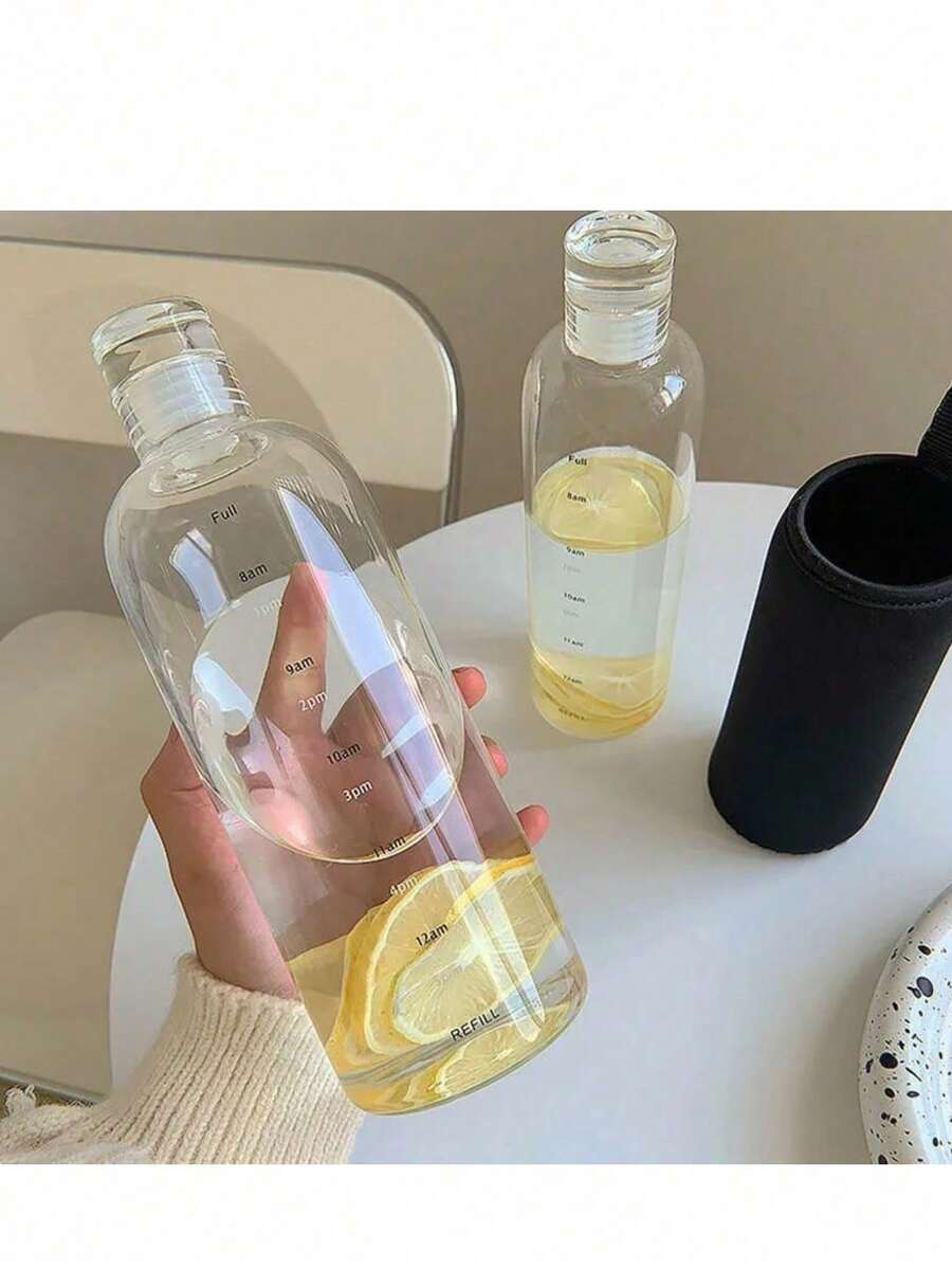 304不锈钢真空保温水瓶，便携式户外运动水杯，高品质徒步水瓶，高性价比时间刻度杯，男女通用透明塑料杯，防漏，简约水瓶 - 彩色 - 查看 1