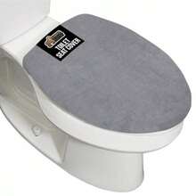 Funda gruesa de espuma viscoelástica para asiento de inodoro suave lavable a máquina tela de felpa color crema marfil-010 - 1'8" x 1'7" (Ovalado) + Grafito - Ver 3
