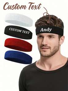 Personalized Unisex Headband - Customizable Text Design Suitable For Tennis, Basketball, Running, Gym And Sports - Acrylic Fitness Accessory And Headwear - Multicolor - View 6