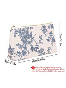 1pc Stylish And Practical Triangular Makeup Bag Is Made Of Linen, Offers Ample Space, And Features A Smooth Rose Gold Nylon Zipper And A Reusable Polyester Lining. Perfect For School And Office Use, It Can Also Be Used As A Travel Organizer Or Beach Bag , Makeup Room Décor - Multicolor - View 6