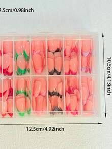 288片/盒 糖果法式粉色杏仁形美甲贴片 亚克力亮面女士假指甲贴片 全覆盖软凝胶假指甲贴片 - Follow Your Heart - 查看 4