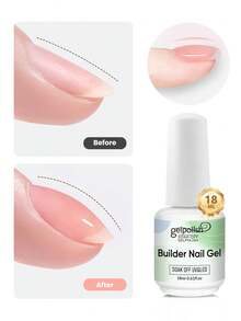 18毫升透明加固凝胶指甲油，用于加固、延长、底胶，瓶装，可卸除UV/LED凝胶延长 - 無色 - 查看 15