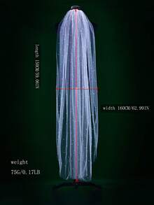 1 件带珍珠的新娘面纱，适合婚礼、摄影道具、登记处头饰带发梳女士秋装 - 米色 - 查看 10