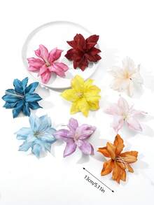 6个/套随机颜色夏威夷花朵发夹，郁金香大花朵发夹，人造花朵发夹，羽毛花朵发夹，适合度假、海滩、派对、夏季热带花朵发饰、婚礼、聚会、女孩节日礼物，优雅发爪，女士发爪，休闲发夹，优雅爪夹 - 6pcs隨機色 - 查看 2