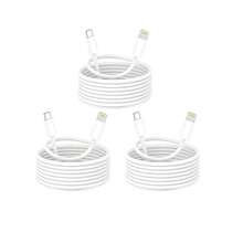 1-3条装苹果充电线，200厘米/6.6英尺PD数据线，高速数据传输和快速充电，兼容 14 Pro Max/14 Pro/14 Plus/14/13/12/11/XS/XR/8/7/6系列，耐用充电数据线，白色 - 白色 - 查看 11