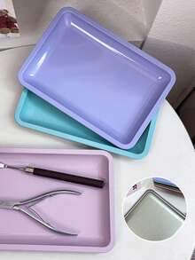1pc Square Stainless Steel Jewelry Tray, Makeup Organizer Dish - Multicolor - View 8