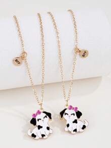 Set de 2 collares con colgante de cachorrito de dibujos animados, joyería de amistad para mejores amigos, para uso diario - Multicolor - Ver 12