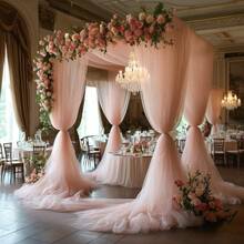 1 件 30x196.85 英寸透明薄纱面料，浪漫婚礼和新娘送礼会拱门帘，优雅公主主题涤纶装饰，适合订婚和青少年派对 - 无需灯光，浪漫活动装饰 | 优雅场地装饰 | 涤纶面料 - 彩色 - 查看 4