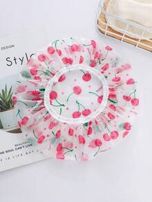 1pc Floral Waterproof PEVA Shower Cap, Suitable For Bathroom Home Decor, Autumn Decor, Back To School - Basic model - View 4