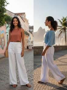 Simple Pocket, Contrasting Waistband, Zipper, Close-Up - Blanco - Ver 5