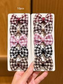 10pcs Colorful Plaid Bow Hair Clips, Suitable For Everyday Use, Claw Clips, Hair Barrettes, Hair Accessories For Women, Head Accessories - Multicolor - View 4
