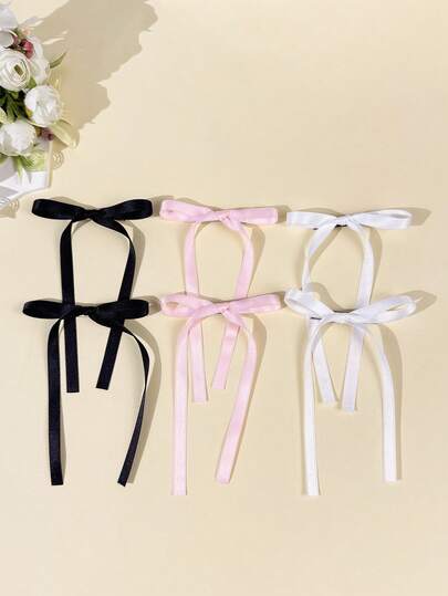 6pcs/Set Women's Mother's Day/Music Festival/Wedding Decorative Hair Clips, Minimalist Solid Color Sweet Cute Bow Hair Accessories