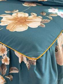 1pc Active Print Bed Skirt, Colorfast, Non-Pilling, Skin-Friendly, Soft, Double Ruffle Design, Suitable For Home Bedroom, Student Dorm, Outdoor Travel - Multicolor - View 8