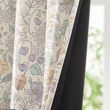 Nursery Curtains 95% Blackout Pink Floral Curtains For Girls Room 84 Inch Length Farmhouse Drapes For Bedroom Living Room Darkening Window Treatment Grommet Top Set Of 2 Panels - Floral Purple - View 5