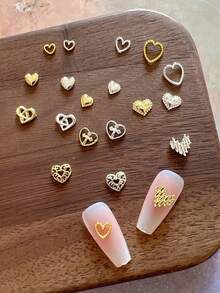 30PCS/ Nail Art Alloy Accessories Heart Peach Metal 3D Embellishments - Multicolor - View 1