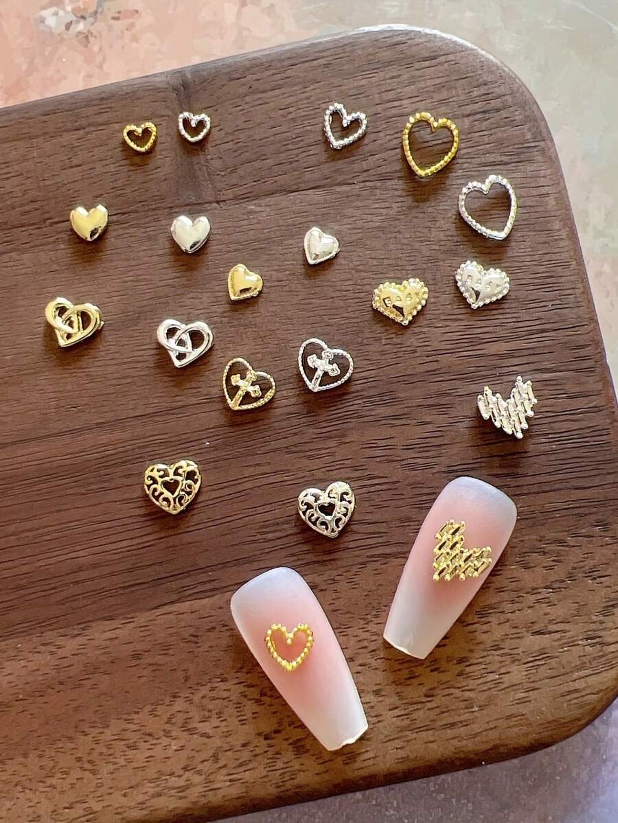 30PCS/ Nail Art Alloy Accessories Heart Peach Metal 3D Embellishments - Multicolor - View 1