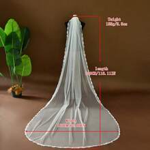 1 chiếc khăn voan cô dâu ren một lớp, dài đến đầu ngón tay, kiểu dáng dài nhà thờ, phù hợp cho đám cưới, tiệc độc thân, chụp ảnh cưới, kèm lược cài tóc kim loại. - mạng che mặt - Xem 12