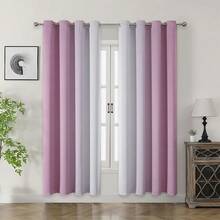2pcs Ombre Blackout Curtains/Multiple Sizes Available/Top Eyelet Design/Living Room Darkening Curtains/Bedroom & Living Room Blackout Curtains/Heat Insulation/Modern Ombre Design Privacy Curtains/Home Decor Curtains/Pink Curtains - Pink - View 18