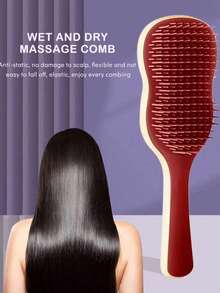 1pc Natural Soft Hair Brush, Hair Brush, Back Brush, Hair Brush, Essential For Holidays, Scalp Massage Brush With Non-Slip Handle, Suitable For Curly, Straight, Dry Or Wet Hair - Multicolor - View 13