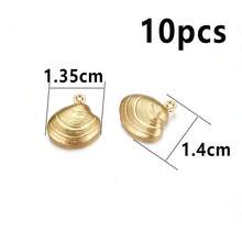 10pcs Gold Stainless Steel Shell & Starfish Pendant, Suitable For DIY Beach Vacation Necklace, Bracelet, Anklet Jewelry Making - Pendants - View 11