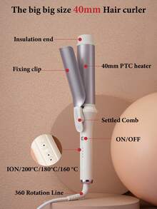 CRASTS 40mm Curling Iron, Super Large Waves, Inward Curls, 40mm Bangs, French Big Waves Hair Styling Tool, Negative Ion, Damage-Free, Mini Size, Suitable For Students - Lilac Purple - View 5