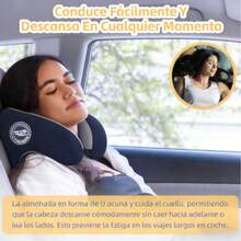 Almohada cervical para reposacabezas de coche, almohada ergonómica en forma de U con espuma viscoelástica, la solución definitiva para dormir durante viajes largos en coche. - Negro - Ver 3