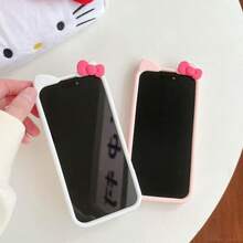 1pc Fashionable Creative Bow Heart Kitty Cat Pink Sanrio Phone Case, Silicone Waterproof Shockproof Material, Cute & Stylish, Compatible With Apple 17 Series, 11/12/12 Pro, 13/14/15, 13 Pro/14 Pro/15 Pro, 12 Pro Max/13 Pro Max/14 Pro Max/15 Pro Max, 16, 16 Pro, 16 Pro Max, 17, 17 Pro, 17 Pro Max - Pink - View 5