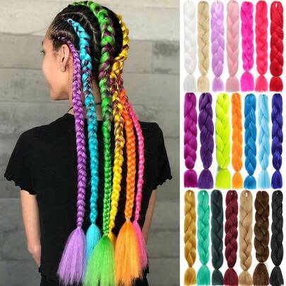 24 Inch Extra Long Braided Synthetic Hair Extensions, Ombre Kanekalon Braiding Hair, Suitable For Women And Girls, DIY Colorful Braiding, Suitable For Daily/Party/Music Festival/Christmas/Halloween And Other Occasions