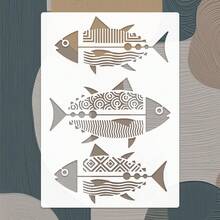 Reusable Geometric Fish Scale Template, Suitable For DIY Wall Art, Scrapbooking And Embossing - Durable PET Plastic, Easy To Use 11.7 Inch X 8.3 Inch Template - Single Piece - View 6