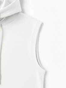 GRDR Camiseta sin mangas con capucha de unicolor para hombres, top deportivo y casual versátil - Blanco - Ver 4