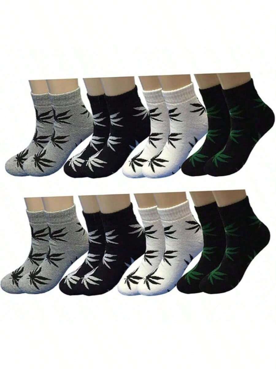 12 Pairs Ankle Socks Comfort Fit Lightweight No Show Sock Low Cut Athletic Men Women Cotton Socks - Nhiều lá - Xem 1