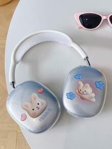 1对少女风甜美兔子爱心图案耳机保护套 - TPU软壳，适用于Airpodsmax/Airpodsmax2蓝牙头戴式耳机 - 無色 - 查看 3