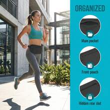 男女通用纤薄腰包，隐藏式腰包，配有可调节腰带，防水设计，适合放置手机、护照、钱包，是旅行、徒步、慢跑、健身的理想之选。 - 彩色 - 查看 3