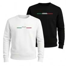 Two-Pack Of Crew Neck Sweatshirts, Italy Brand, Men's Winter Sweater. - Black X Gray - View 3