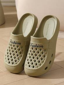 夏季加厚鞋底柔软舒适镂空设计静音速干浴室拖鞋 - 綠色 - 查看 6