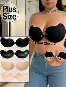Sujetador adhesivo de silicona invisible para mujeres - 1/2 piezas de talla grande con cierre frontal, push-up, adhesivo, sin tirantes y sin espalda, reutilizable - Multicolor - Ver 1