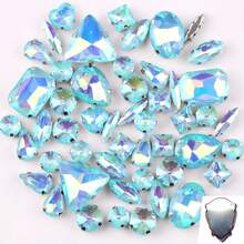 50pcs/Pack, Shiny Mixed Shape Glass Rhinestones, Silver Metal Flat Bottom, Mixed Shape Handmade Sew-On Rhinestones, Suitable For Clothing Decoration, Flat Bottom Craft Gem Crystal Sew-On Rhinestones With Claw, DIY Accessories, For Decorating Clothes, Dresses, Bags, Shoes, Brooches, Earrings, Handicrafts. - Multicolor - View 51