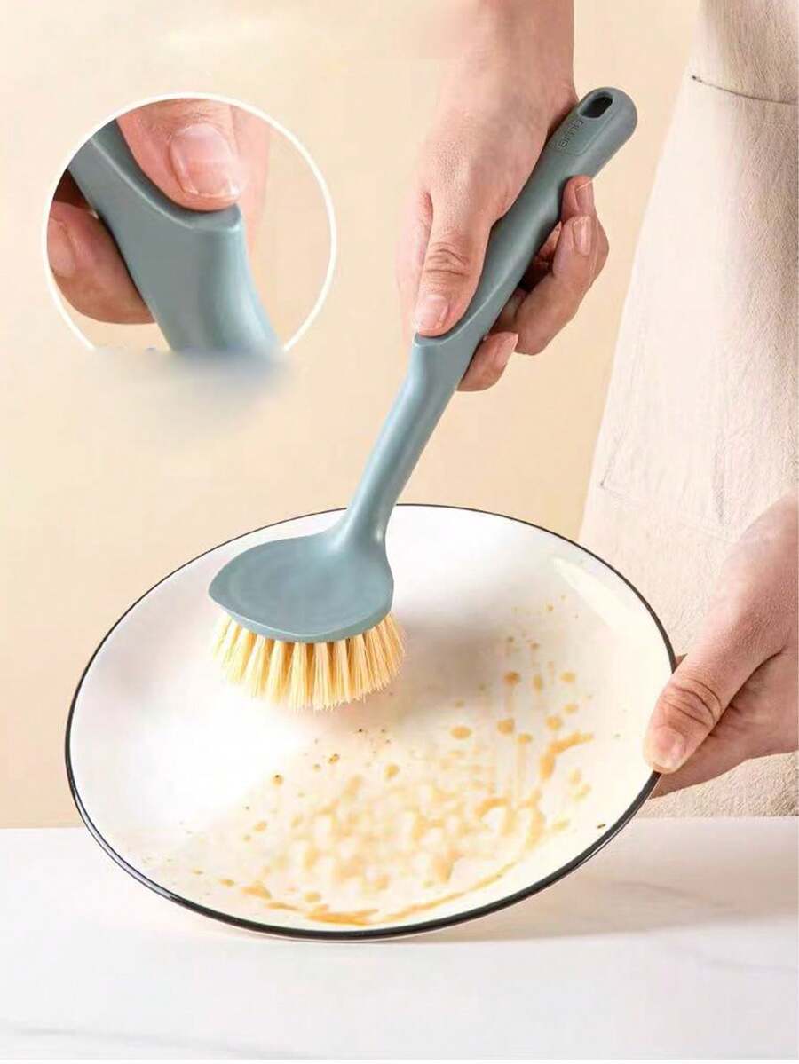 1个长柄锅刷，厨房清洁刷，适用于锅碗瓢盆，不刮伤且不粘锅 - 淺藍色 - 查看 1