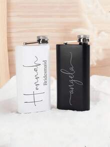 客製化 140ml 不鏽鋼便攜迷你隨身酒瓶，白色、黑色、粉色，婚禮派對禮物、伴娘邀請禮物、週年紀念禮物，女性口袋酒瓶 - 彩色 - 查看 6