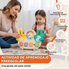 Conteo Dedos - Juguetes Bloques Numéricos para Contar, Juegos Montessori, Juguetes Educativos para Niños y Niñas (Reloj),40963334 - Rosa coral - Ver 2