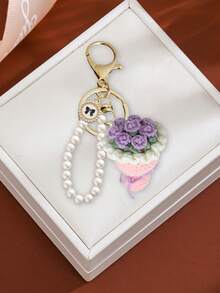 1 件小巧钩织玫瑰花束钥匙扣，珍珠钥匙扣，白色蝴蝶结编织，花束钥匙扣，花束包挂件背包挂饰，钥匙吊坠，情人节、毕业典礼、婚礼宾客、闺蜜、女友、周年纪念日、婚礼、返校季、海滩、海边、度假、母亲节、夏季、新年、斋月、开斋节或感恩节的完美礼物。 - 彩色 - 查看 6