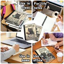 A5尺寸，160页，复古幽默猫咪笔记本，PP透明活页本，螺旋装订日记本，可拆卸活页页，计划本，旅行日记，学习笔记，文具，商务，家居，返校季，完美礼物 - 多色 - 查看 10