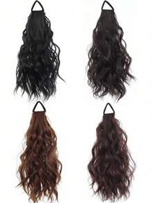 12 Inch Synthetic Braided Ponytail, Made With Realistic Hair Fibers, Naturally Fluffy And Soft. Tie Up In A High Ponytail With A Waterfall Hair Tie. Includes Elastic Hair Bands, Hair Ties, And Hair Scrunchies. - Multicolor - View 5