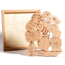 Đồ chơi xếp hình thăng bằng cho trẻ sơ sinh, trò chơi phát triển sớm, khối xếp hình hình động vật, trò chơi xếp hình giáo dục sớm cho trẻ em, rèn luyện phối hợp tay mắt, gỗ sồi tự nhiên. - Màu be - Xem 4