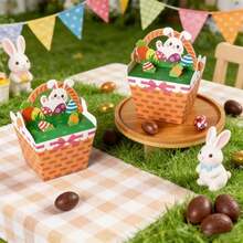 10pcs Easter Party Favor Gift Candy Cookie Paper Box Decoration Boxes Rabbit Carrot Boxes, Kitchen Preservation Products, Home Storage, Home Decor - Multicolor - View 8