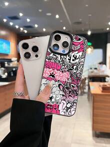 Diseño urbano con grafiti rosa. Esta elegante funda es compatible con los modelos  17, 16, 15, 14 Pro Max, 13, 12, 11, XR y XS Plus. Fabricada en silicona TPU, ofrece protección contra golpes y caídas, además de una sensación superior. Es un regalo ideal para familiares, amigos y seres queridos, y la opción perfecta para San Valentín.fundas para ,fundas,accesorios para celular,fundas para celular,fundas para  13,funda  13,funda  16,funda  17 pro max,funda  15,fundas para  16,fundas  11,fundas - Negro - Ver 3